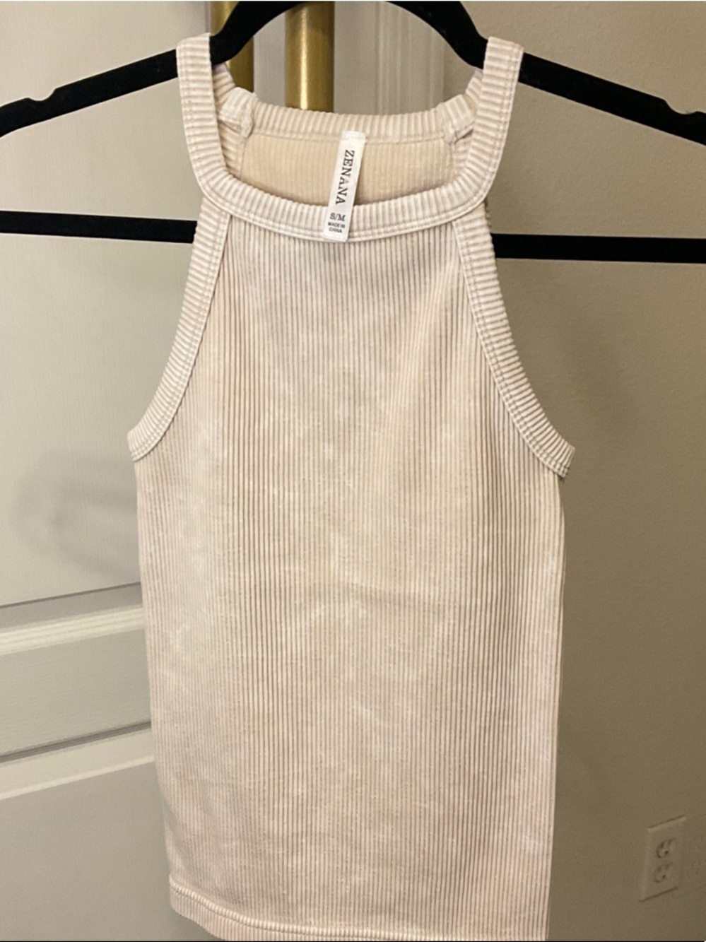 ZENANA Soft Cream Ribbed Tank
